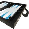 16-inch Premium Backgammon Set - Medium Size - Black Board, White and Astral Blue Points view 4
