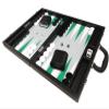 16-inch Premium Backgammon Set - Medium Size - Black Board, White and Green Points view 1