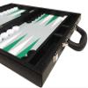 16-inch Premium Backgammon Set - Medium Size - Black Board, White and Green Points view 4
