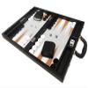 16-inch Premium Backgammon Set - Medium Size - Black Board, White and Rum Points view 1