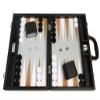16-inch Premium Backgammon Set - Medium Size - Black Board, White and Rum Points view 3