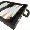 16-inch Premium Backgammon Set - Medium Size - Black Board, White and Rum Points view 4