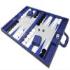 19-inch Premium Backgammon Set - Large Size - Indigo Blue Board, White and Navy Blue Points view 3