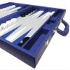 19-inch Premium Backgammon Set - Large Size - Indigo Blue Board, White and Navy Blue Points view 4