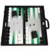 19-inch Premium Backgammon Set - Large Size - Black Board, White and Green Points view 1