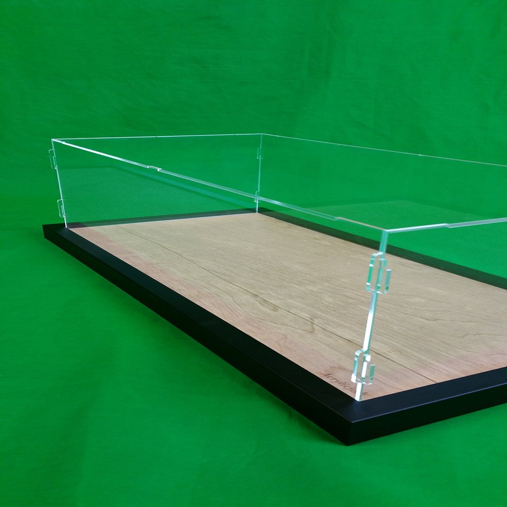 15 x 15 x 26 Inch Table Top Clear Acrylic Display Case for Dolls with LED lightings Black Frame