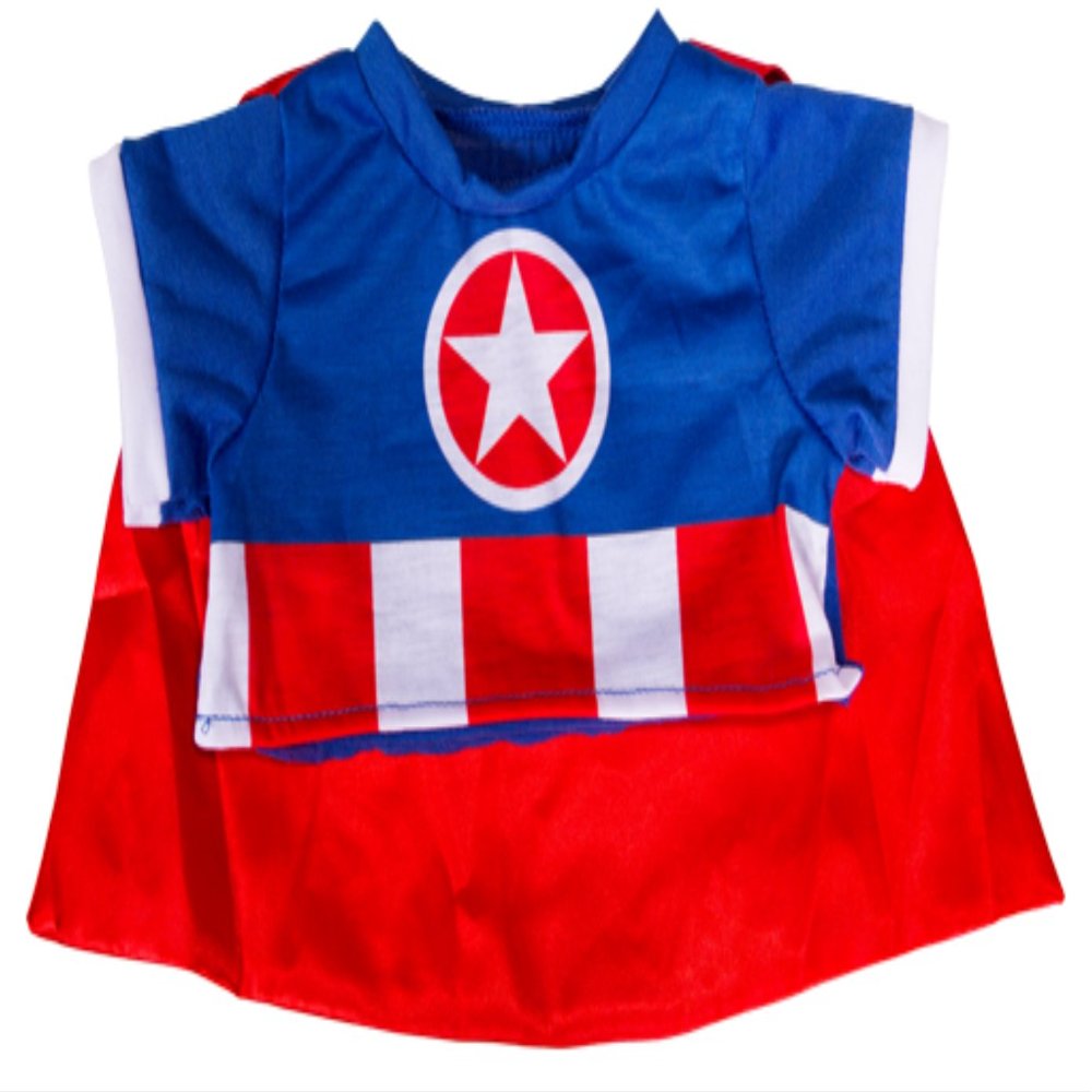Bear Icon Hero with Cape T-Shirt Teddy Bear Clothes Fits Most 14"-18" Build-a-Bear and Make Your Own Stuffed Animals