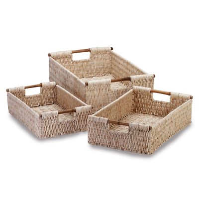 Zingz & Thingz Surf's Up Collection 3-Piece Nesting Baskets Storage Set, 21x14.5x6.5, Corn Husk, 3 Piece