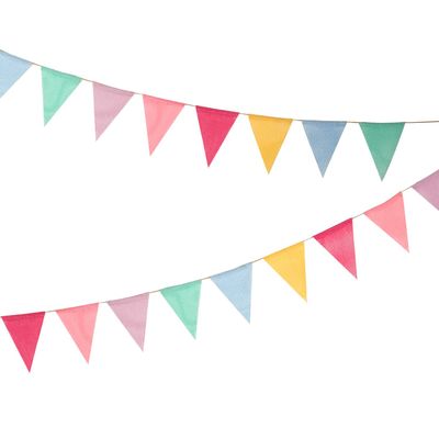 12 Multicolor Flags Imitated Burlap Bunting Banner Pastel Rainbow Decor Fabric Triangle Flag for Party Birthday Wedding Kids Room Classroom Decoration