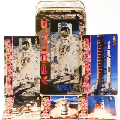 1996 - Metallic Impressions Inc - NASA - Apollo : 5 Metal Collector Cards - In Collectible Tin - Cards Have Beautiful