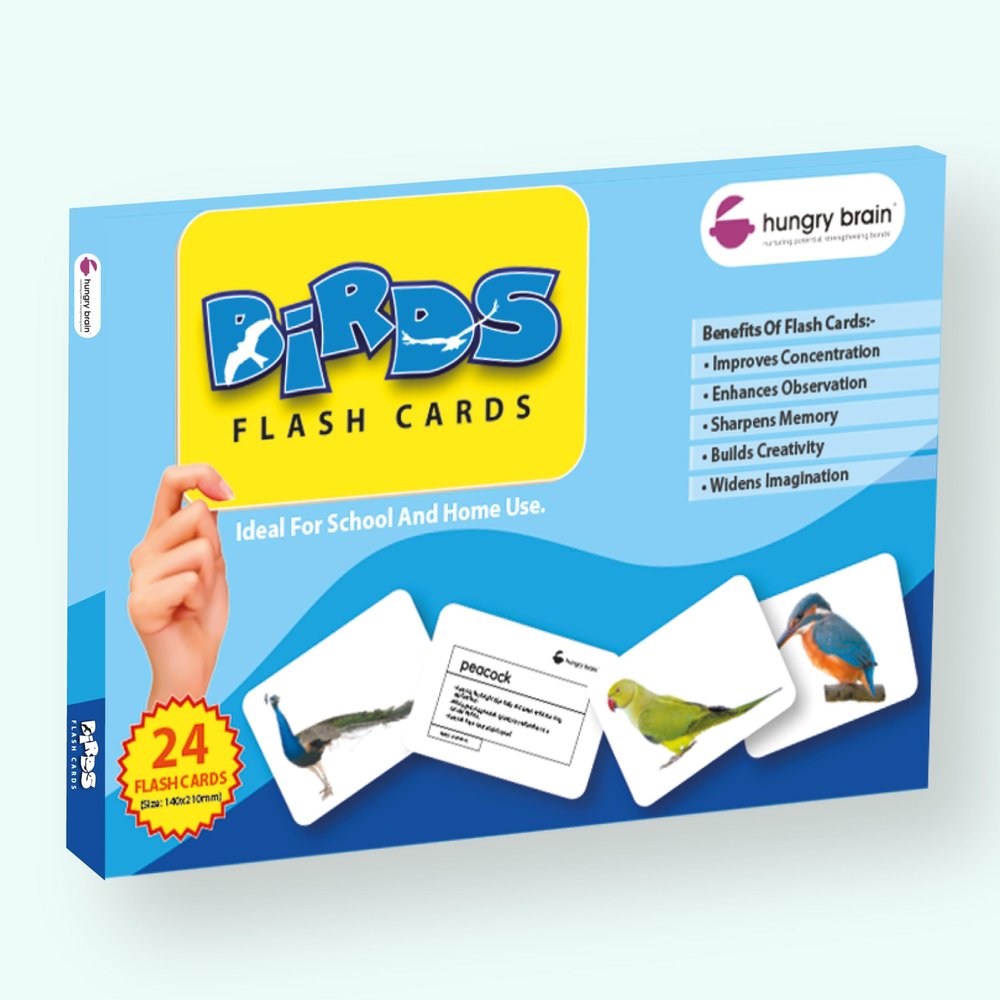 Hungry Brain Birds Flash Cards for Toddlers (Ages 14), 24 Double-Sided Real Picture Learning Cards | Early Learning Educational Flashcards | Montessori & Preschool Toy for Babies and Kids