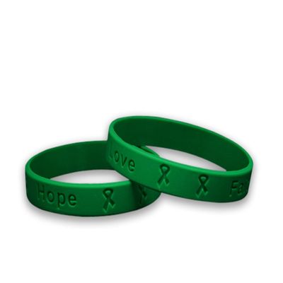 50 Pack Green Ribbon Silicone Bracelets Green Ribbon Bracelet for Cerebral Palsy, Glaucoma, Mental Health, Liver Cancer, and Organ Donation Awareness Perfect for Support Groups And Fundraisers