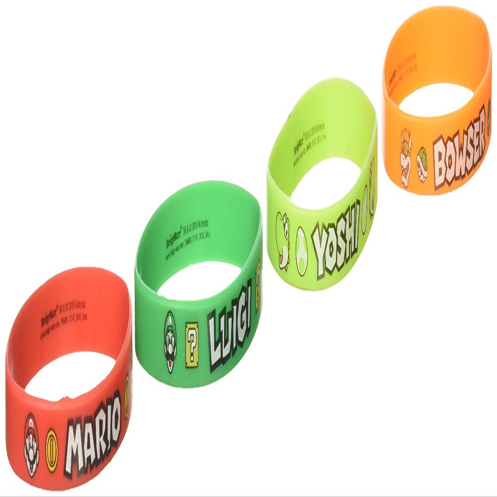 amscan Super Mario Brothers Rubber Bracelets, Party Favor, Multi Color, 2 1/2" x 7/16" (396608)