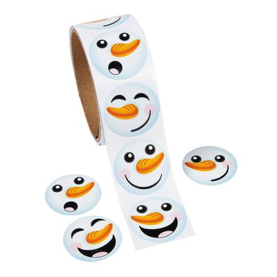 Fun Express - Snowman Roll Stickers for Winter - Stationery - 100 Pieces