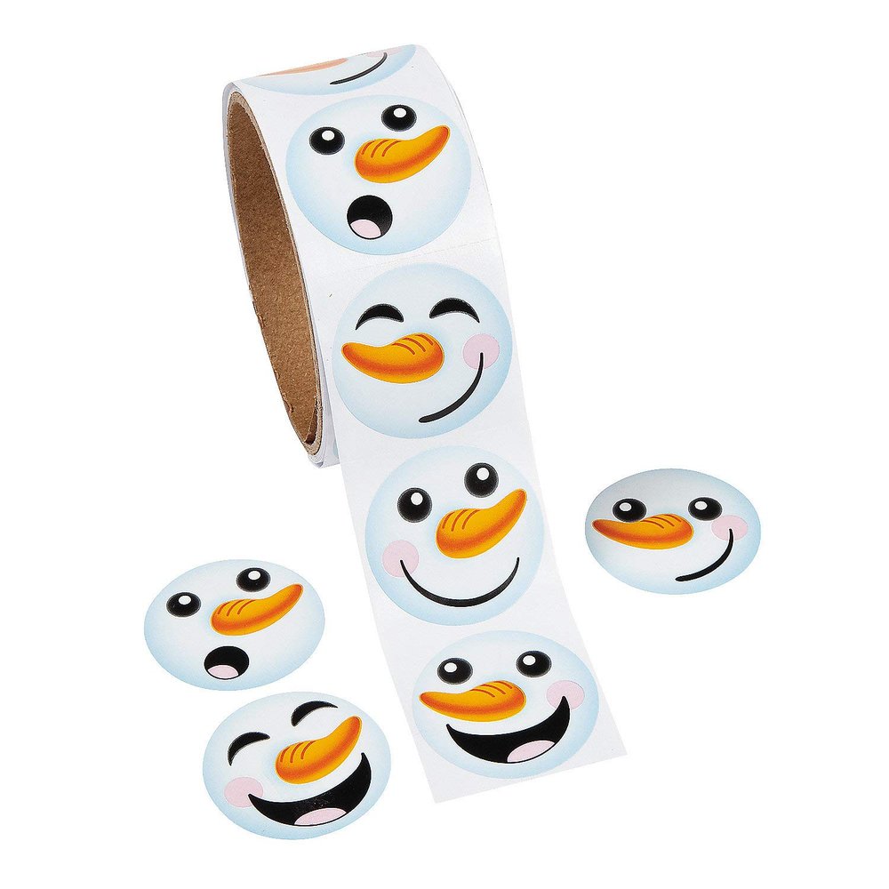 Fun Express - Snowman Roll Stickers for Winter - Stationery - 100 Pieces