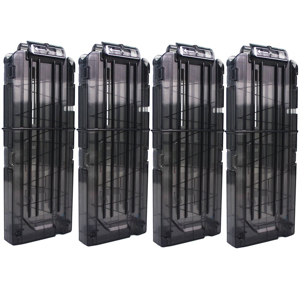 OIMIO Bullet Clips, 4 Pack 12 Darts Quick Reload Clips Magazine Clips for Nerf n-Strike Elite Blaster (Black)