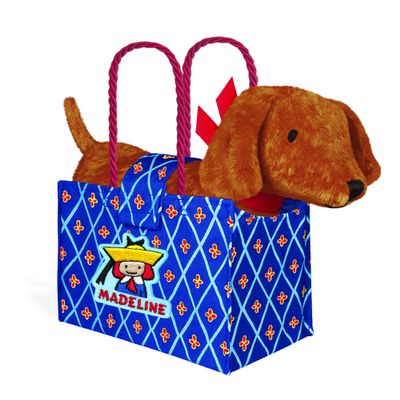 YOTTOY Madeline Collection |Genevieve The Dog Soft Stuffed Animal Plush Toy in Madeline Tote Bag