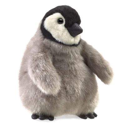 Folkmanis Baby Emperor Penguin Hand Puppet, Gray, Black, White, 8"
