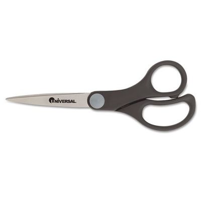 Economy Scissors, 7"" Length, Straight Handle, Stainless Steel, Black, Sold as 1 Each