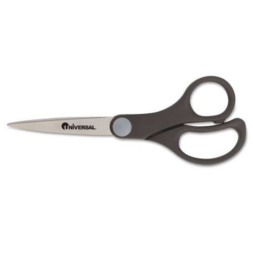 Economy Scissors, 7"" Length, Straight Handle, Stainless Steel, Black, Sold as 1 Each