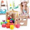 QZMTOY Shape Sorter Toys with 19 Shape Blocks, Classic Wooden Toys for Toddlers Kids, Gift for Girls Boys 2-4 (Natural Solid Wood) view 3