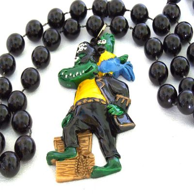 Alligator Gator Pirate Luaua Mardi Gras Bead Necklace Spring Break Cajun Carnival Festival New Orleans Beads