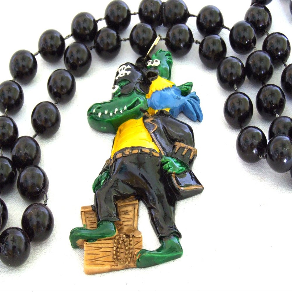 Alligator Gator Pirate Luaua Mardi Gras Bead Necklace Spring Break Cajun Carnival Festival New Orleans Beads