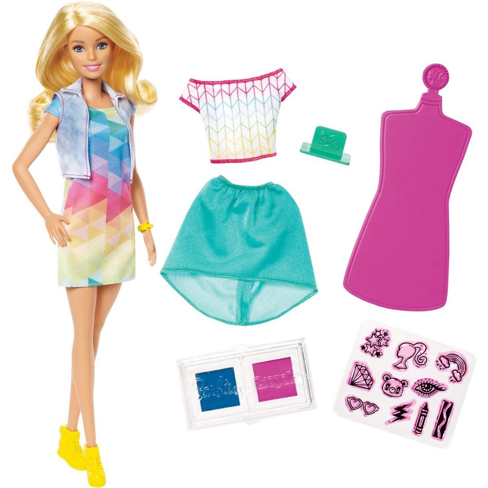 Barbie FRP05 Crayola Stamp Fashions Set Blonde, Multicolor