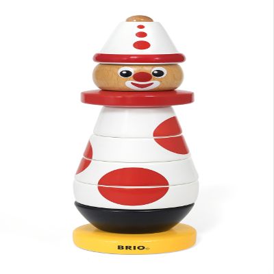 BRIO Infant & Toddler 30230 - Stacking Clown - 60th Anniversary Edition - 9 Piece Wood Stacking Toy for Kids Ages 1 and Up, 2.75" x 2.75" x 9.5", White