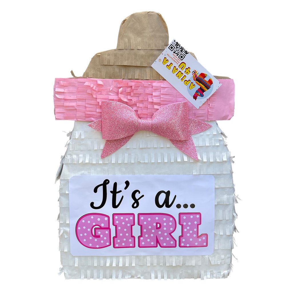 AOINATA4U It's a Girl Baby Bottle Pinata Pink Baby Shower Decoration - Cute Baby Shower Party Supplies for It's A Girl Themed Party, Gender Reveal, Welcome Baby Celebration