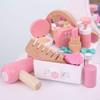 Bigjigs Toys Wooden Kids Vanity Case - 11 Piece Vanity Kit & Accessories with Pink Polka Dot Carry Bag, Ideal Pretend Play Toy & Gift for Girls view 2