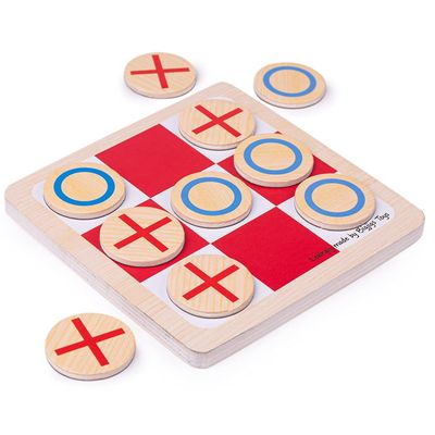 Bigjigs Toys, Wooden Noughts and Crosses Game, Tic Tac Toe, Board Travel Games, Pocket Money Toys