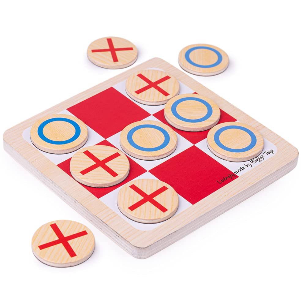 Bigjigs Toys, Wooden Noughts and Crosses Game, Tic Tac Toe, Board Travel Games, Pocket Money Toys