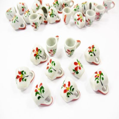 10 Red Orchid Flower Paint Ceramic Tea Coffee Mug Cup Dollhouse Miniatures 1:6 13227