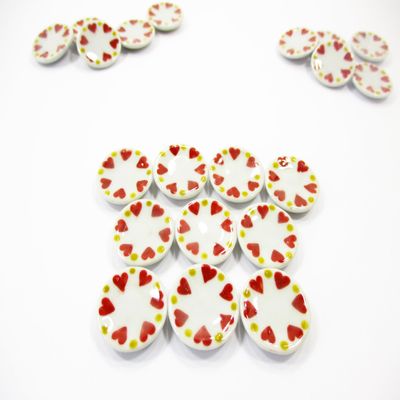 10x20mm Red Heart Paint Plate Dish Dollhouse Miniature Ceramic Supply 13206