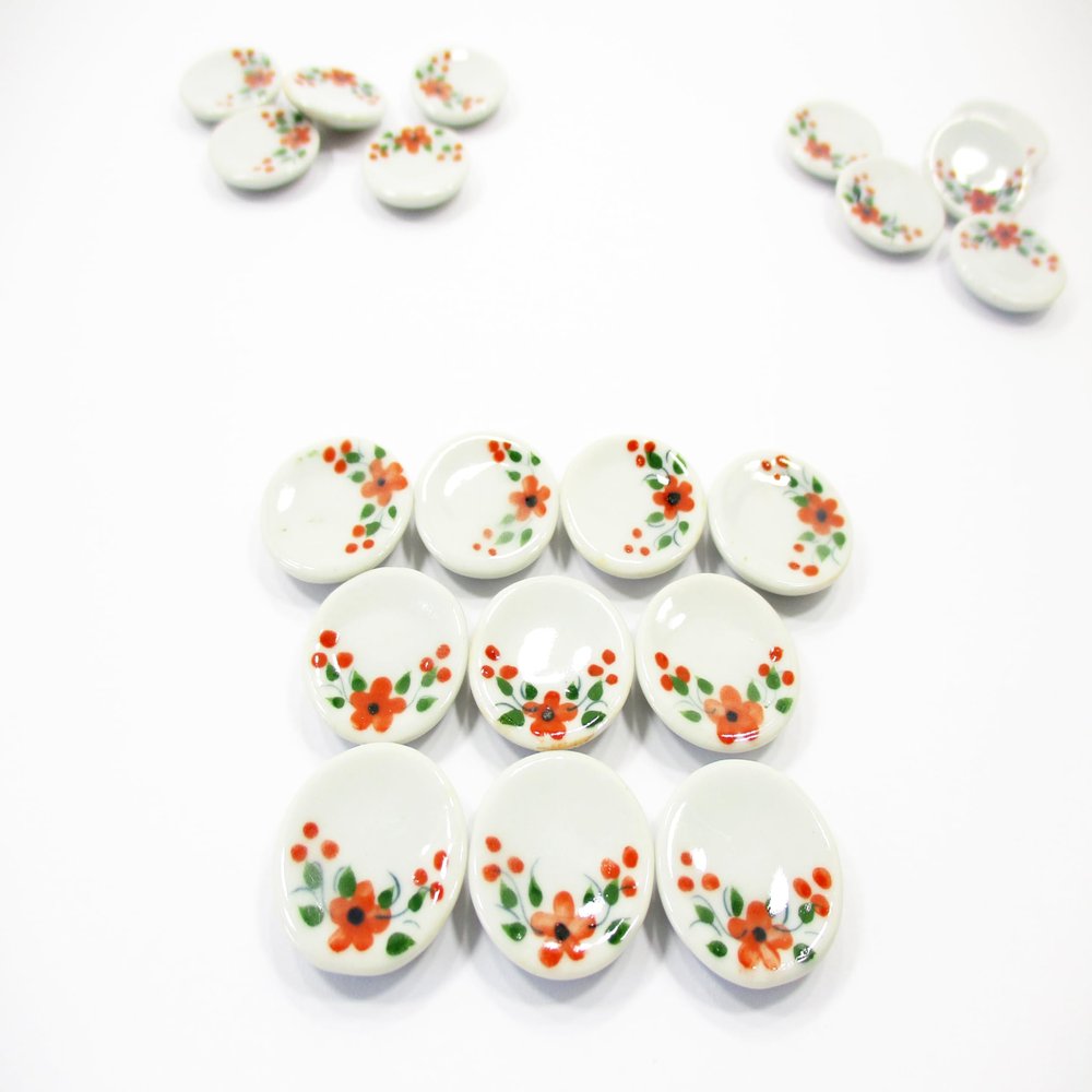 10x20mm Orange Flower Paint Plate Dish Dollhouse Miniatures Ceramic 13208