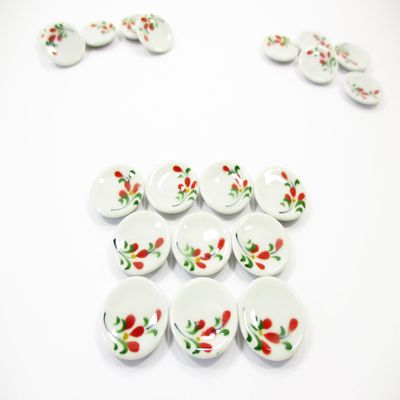 10x20mm Red Orchid Flower Paint Plate Dish Dollhouse Miniature Ceramic 13209