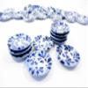 10x20mm Blue Spot Flower Hand Paint Plate Dish Dollhouse Miniature Ceramic 13212 view 1