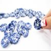10x20mm Blue Spot Flower Hand Paint Plate Dish Dollhouse Miniature Ceramic 13212 view 4
