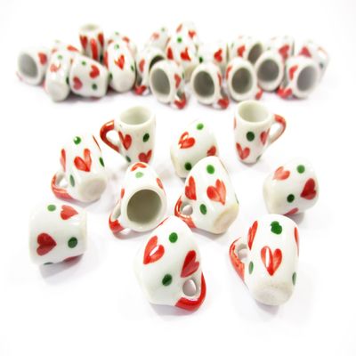 10 Heart Hand Paint Ceramic Tea Coffee Mug Cup Dollhouse Miniatures Supply 1:6 13221