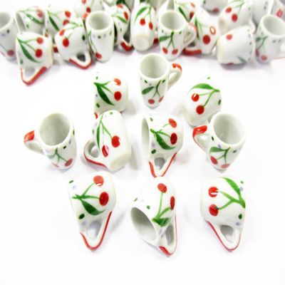 10 Cherry Hand Paint Ceramic Tea Coffee Mug Cup Dollhouse Miniature Supply 1:6 13223