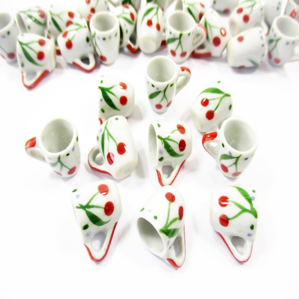 10 Cherry Hand Paint Ceramic Tea Coffee Mug Cup Dollhouse Miniature Supply 1:6 13223