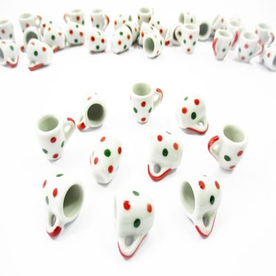 10 Green & Red Spot Paint Ceramic Tea Coffee Mug Cup Dollhouse Miniature 1:6 13224