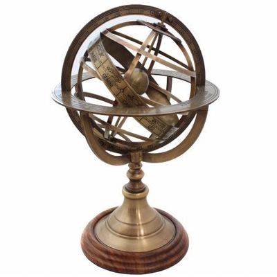 Antique Brass Armillary Globe-Table Top Nautical Armiilary Sphere-Nautical Globe D
