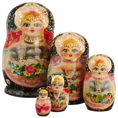 Kitty Cat 5-Nest Matreshka Stacking Dolls Set - 1300943 by G.DeBrekht