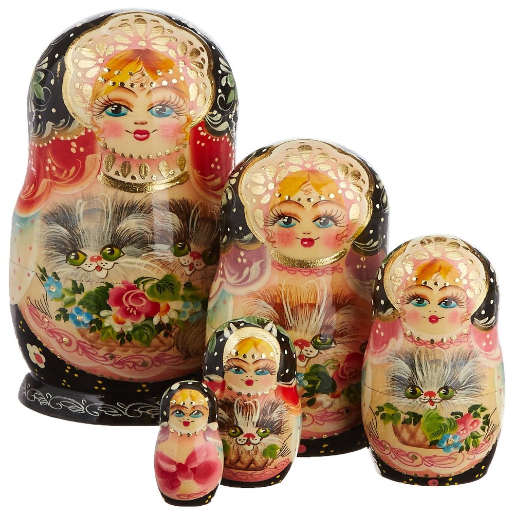 Kitty Cat 5-Nest Matreshka Stacking Dolls Set - 1300943 by G.DeBrekht