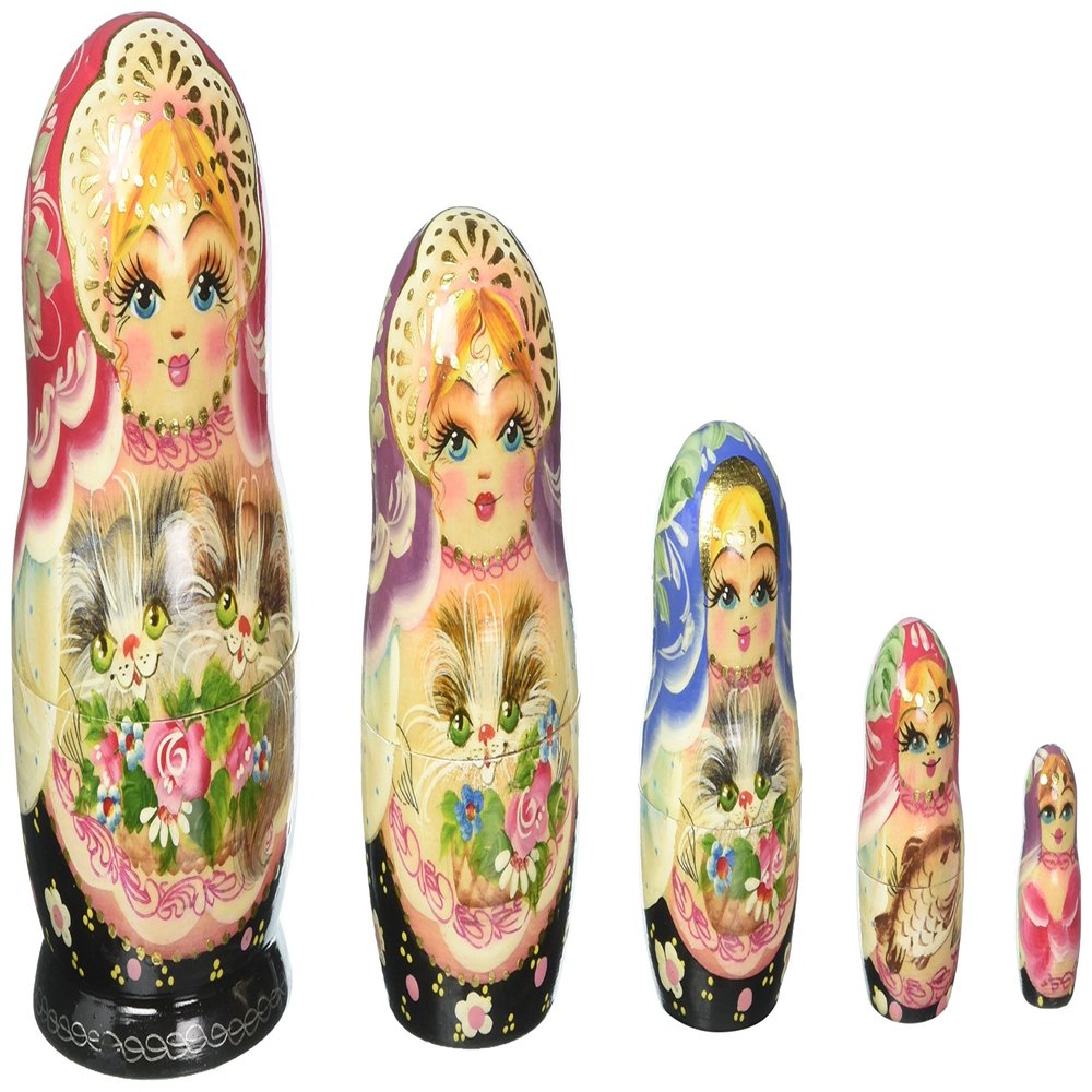 Kitty Cats 5-Nest Matreshka Nesting Dolls Set - 120059 by G.DeBrekht