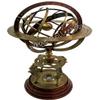 Antique Brass 18" Armillary Sphere Globe Astrolabe Zodiac Engraved Celestial Globe Wooden Base with Compass & Tiger Pillars view 2