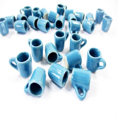 10 Blue Coffee Tea Funnel Mugs Cups 1:6 Dolls House Miniature Supply Ceramic 3865
