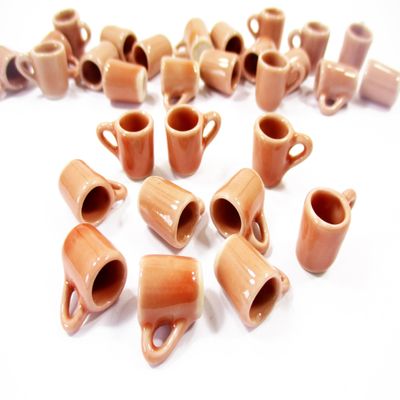 10 Salmon Coffee Tea Funnel Cup Mug 1:6 Dolls House Miniature Ceramic Kitchen 3867